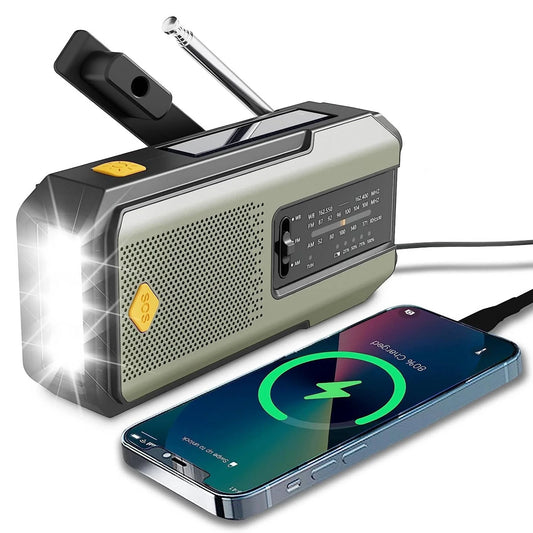Emergency Weather Radio – Portable AM/FM NOAA Radio with Flashlight, Power Bank, and Solar/Hand Crank Charging - Infinity Drop Co
